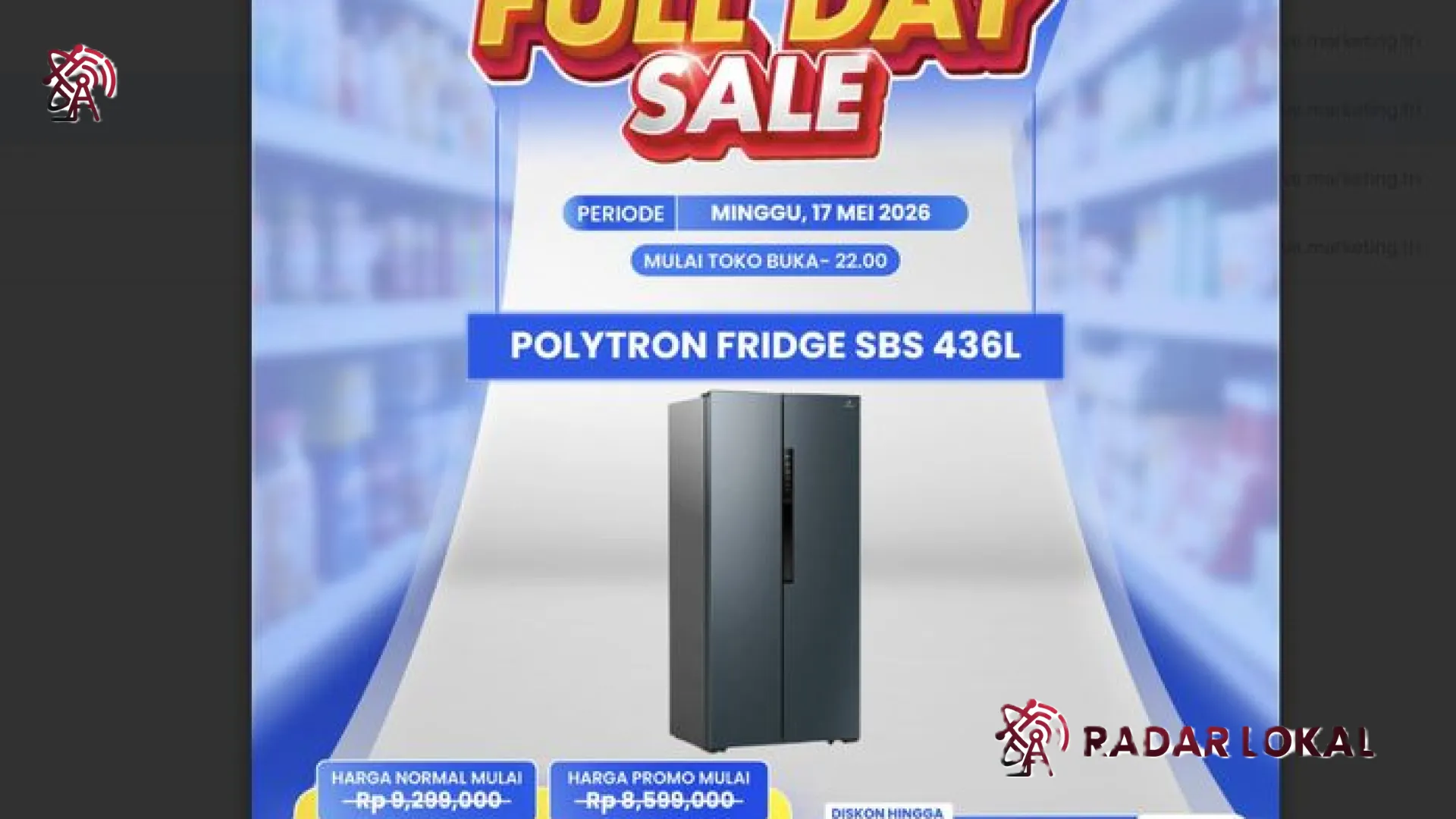 Gebrakan Harga! Kulkas Mewah Polytron 436L Turun Drastis di Transmart Full Day Sale, Hemat Hingga Rp 2,4 Juta